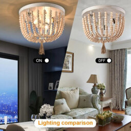 Boho Beaded White Chandelier Ceiling Light Stairway Lamp E26 - thumbnail 2