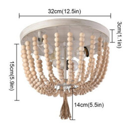 Boho Beaded White Chandelier Ceiling Light Stairway Lamp E26 - thumbnail 4