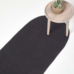 Homescapes Black Handmade Woven Braided Oval Rug, 66 X 200 Cm - thumbnail 1