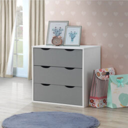 Alton 3 Drawer Bedroom Cabinet Bedside Chest Of Drawers White & Grey - thumbnail 1