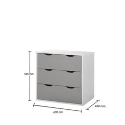 Alton 3 Drawer Bedroom Cabinet Bedside Chest Of Drawers White & Grey - thumbnail 3