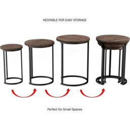 Set Of 3 Wooden/steel Round Nesting Side Tables - thumbnail 4