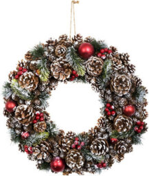 GreenBrokers Premium Quality Christmas Hanging Wreath 48Cm - Festive Pine Cone Display With White Frosting - thumbnail 9
