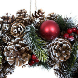 GreenBrokers Premium Quality Christmas Hanging Wreath 48Cm - Festive Pine Cone Display With White Frosting - thumbnail 4