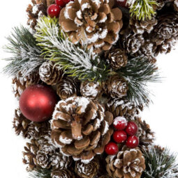 GreenBrokers Premium Quality Christmas Hanging Wreath 48Cm - Festive Pine Cone Display With White Frosting - thumbnail 6