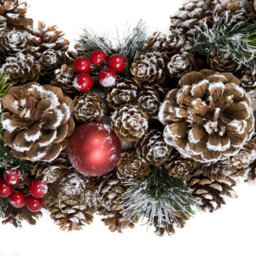 GreenBrokers Premium Quality Christmas Hanging Wreath 48Cm - Festive Pine Cone Display With White Frosting - thumbnail 5