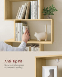 Songmics Tall Bookcase, Open Display Shelf Unit, Modern Room Divider, Freestanding Storage Organizer, Natural Oak - thumbnail 6