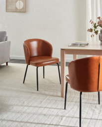 Beliani Set Of 2 Dining Chairs Zana Faux Leather Golden Brown - thumbnail 2