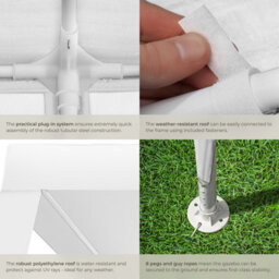 Tectake Gazebo Farah-  Water Resistant, Plug-In System, 3X3M 300 X 300 X 250 Cm - White - thumbnail 5