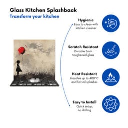 Warren Reed Designer Black Grey Abstract Sun And Moon Premium Glass Kitchen Splashback W600mm X H750mm - thumbnail 4