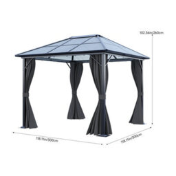 Living And Home 10 X 10Ft Metal Frame Hardtop Patio Gazebo With Curtains And Hipped Roof - thumbnail 9