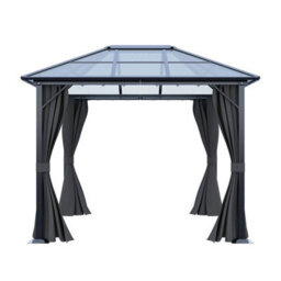Living And Home 10 X 10Ft Metal Frame Hardtop Patio Gazebo With Curtains And Hipped Roof - thumbnail 4