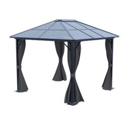 Living And Home 10 X 10Ft Metal Frame Hardtop Patio Gazebo With Curtains And Hipped Roof - thumbnail 3