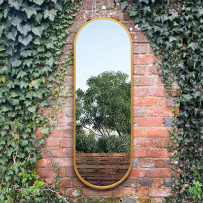 "Mirroroutlet Vultus - New Gold Metal Framed Double Arched Garden Wall Mirror 63"" X 22"" (160Cm X 55Cm)" - image 1
