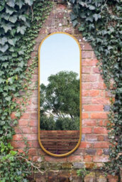 "Mirroroutlet Vultus - New Gold Metal Framed Double Arched Garden Wall Mirror 63"" X 22"" (160Cm X 55Cm)" - thumbnail 5