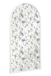 Mirroroutlet The Typis White Metal Edged Arch Wall Mirror With White Flower Decals 120Cm X 60Cm - thumbnail 3