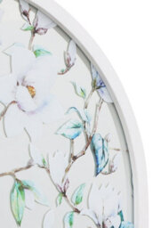 Mirroroutlet The Typis White Metal Edged Arch Wall Mirror With White Flower Decals 120Cm X 60Cm - thumbnail 4