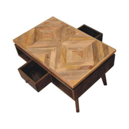 Wyld Haus Arezzo Classic Granary Coffee Table, 2 Drawers With Brass Detail, 800mm - thumbnail 9