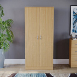 2 Door Wardrobe Shelf Hanging Rail Solid Wood Bedroom Furniture - thumbnail 4