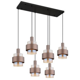 Luminosa Lighting Luminosa Milley Cluster Pendant Ceiling Light Matt Black Amber Glass Shade 6X E27 - thumbnail 2
