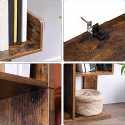 Songmics Storage Rack, Shelf, Tree Bookcase, Shelving Unit, 13 Shelves, With Rounded Corners, Rustic Brown - thumbnail 4