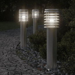 Outdoor Floor Lamp With Outlet Silver 60 Cm Stainless Steel - thumbnail 1