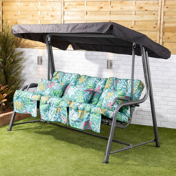 Alfresia Turin Reclining Swing Seat With Alexandra Green Leaf Classic Cushions - thumbnail 2