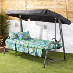 Alfresia Turin Reclining Swing Seat With Alexandra Green Leaf Classic Cushions - thumbnail 3