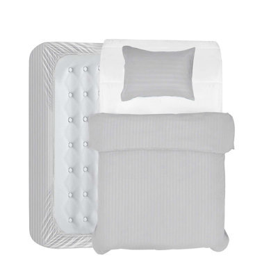 Aspire Homeware Silver Duvet Cover Complete Set, Reversible Modern Bedding Set, Single (L)200Cm X (W)135Cm - image 1
