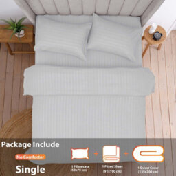 Aspire Homeware Silver Duvet Cover Complete Set, Reversible Modern Bedding Set, Single (L)200Cm X (W)135Cm - thumbnail 2