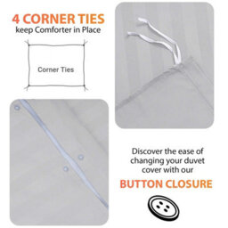 Aspire Homeware Silver Duvet Cover Complete Set, Reversible Modern Bedding Set, Single (L)200Cm X (W)135Cm - thumbnail 3