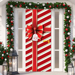 CLEFFNS Christmas Decorative Floor Mat Set 90X180Cm Gift Box Door Banner And 40X60Cm Santa Snowman Kitchen Rug For Front Door Decoration - thumbnail 2