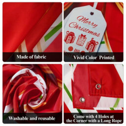 CLEFFNS Christmas Decorative Floor Mat Set 90X180Cm Gift Box Door Banner And 40X60Cm Santa Snowman Kitchen Rug For Front Door Decoration - thumbnail 3