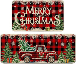 CLEFFNS Christmas Decorative Floor Mat Set 90X180Cm Gift Box Door Banner And 40X60Cm Santa Snowman Kitchen Rug For Front Door Decoration - thumbnail 9