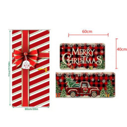 CLEFFNS Christmas Decorative Floor Mat Set 90X180Cm Gift Box Door Banner And 40X60Cm Santa Snowman Kitchen Rug For Front Door Decoration - thumbnail 8