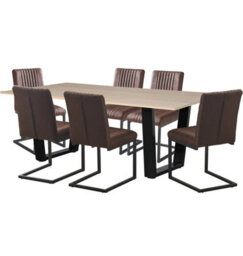 Hallowood Furniture Dudley 1.8M Dining Table Set With 6 Deluxe Leather Effect Chairs - thumbnail 8