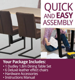 Hallowood Furniture Dudley 1.8M Dining Table Set With 6 Deluxe Leather Effect Chairs - thumbnail 7