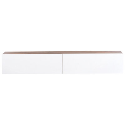 Wyld And Coco Wall-Mounted Tv Stand White And Brown For Tvs Up To 70 Inch With 2 Cabinets - image 1