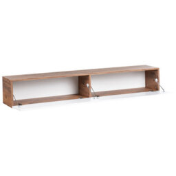 Wyld And Coco Wall-Mounted Tv Stand White And Brown For Tvs Up To 70 Inch With 2 Cabinets - thumbnail 5