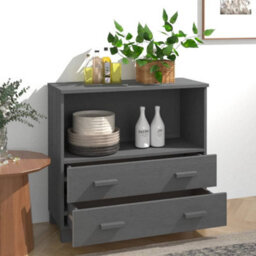 Berkfield Sturdy Sideboard Dark Grey 85X35X80 Cm Solid Wood Pine - thumbnail 3