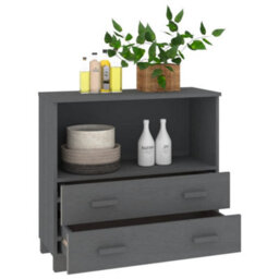 Berkfield Sturdy Sideboard Dark Grey 85X35X80 Cm Solid Wood Pine - thumbnail 4