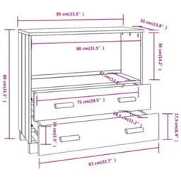 Berkfield Sturdy Sideboard Dark Grey 85X35X80 Cm Solid Wood Pine - thumbnail 9