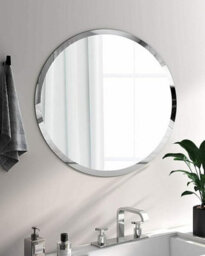 Biznest Frameless Wall Mirror 50X50Cm Round Mounted Modern Home Decor For Bathroom Bedroom Living Room