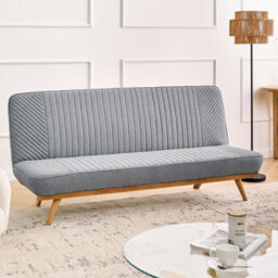 Wyld And Coco Grey Tufted 2-Seater Sofa Bed With Wood-Effect Metal Legs, Compact Space-Saving Design - thumbnail 2