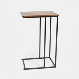 OHS C Shape Table Side End Living Room Furniture Bedside Nightstand, Dark Wood - thumbnail 6