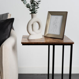 OHS C Shape Table Side End Living Room Furniture Bedside Nightstand, Dark Wood - thumbnail 4