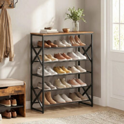 Shoe Rack 6-Tier Shoe Shelf Shoe Storage 75 X 25 X 90,5 Cm Brown - thumbnail 1