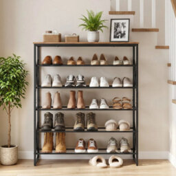 Shoe Rack 6-Tier Shoe Shelf Shoe Storage 75 X 25 X 90,5 Cm Brown - thumbnail 4