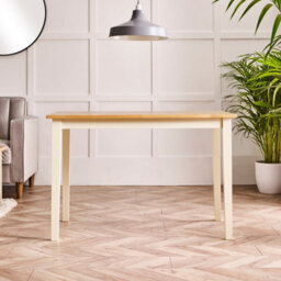 Furniturebox Uk Salcombe Small Rectangular Wooden Table & Tenby Small Cream Bench With Oak Colour Seat - thumbnail 4
