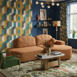 Corner Sofa Parma Pro Ball Has Sleep Function Orange Right Side